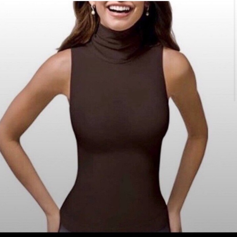 Spanx Brown Bittersweet Control Sleeveless Turtleneck Tank Top NWT